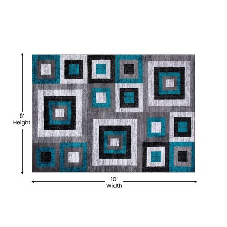 Flash Furniture Turquoise 8' x 10' Modern Geometric Area Rug OK-HCF-7146ATUR-810-TUR-GG